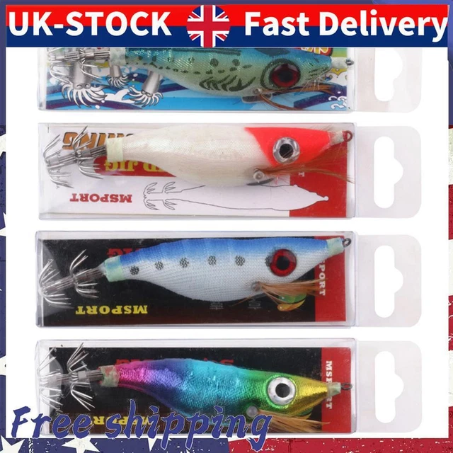 9g Luminous Squid Jigs Artificial Wood Shrimps Cuttlefish for Sea Fishing Hooks