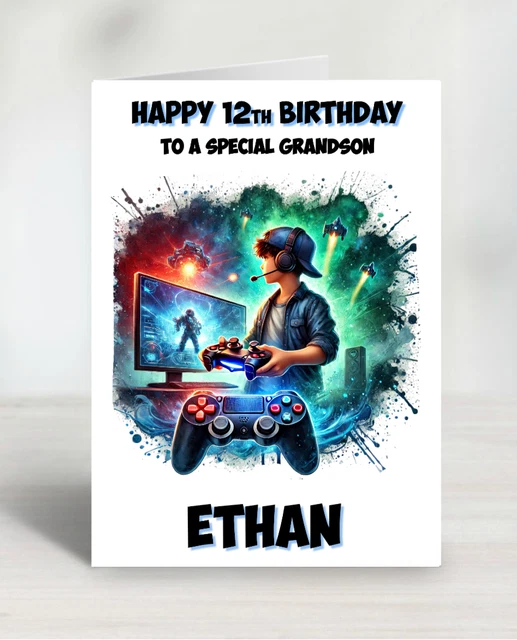 BOYS GAMER PERSONALISED Birthday Card Son Grandson Nephew Brother ...