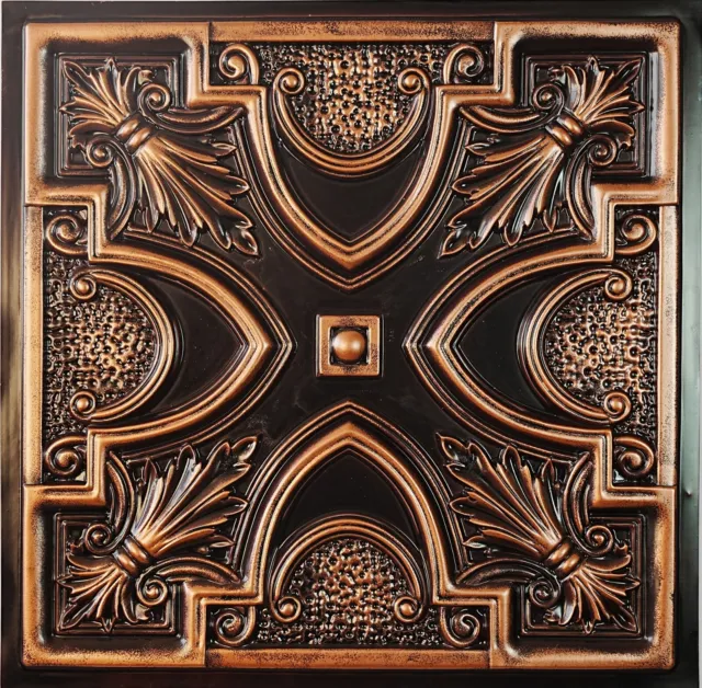 Ceiling Tile Faux Tin Painted Plastic Wall Panel PL11 Traditional copper 10Pcs