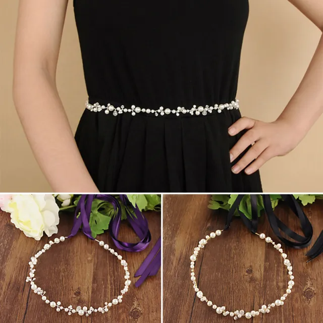 Pearls Beading Waist Belt Pearl Wedding Sash Belt Handmade Wedding Thin Belt DI
