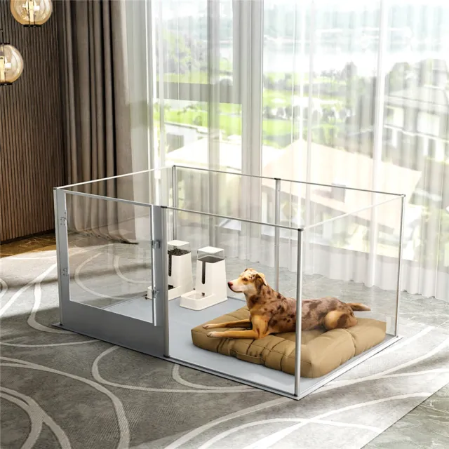 Enlarge Clear Acrylic Dog Playpen Pet Pen Kennel Crate Cage Indoor Fencing Pens