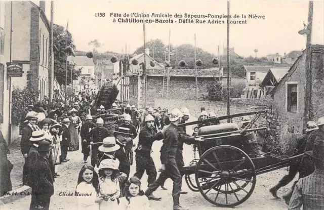 Cpa 58 Chatillon En Bazois Fete De L´union Amicale Des Sapeurs Pompiers De La Ni