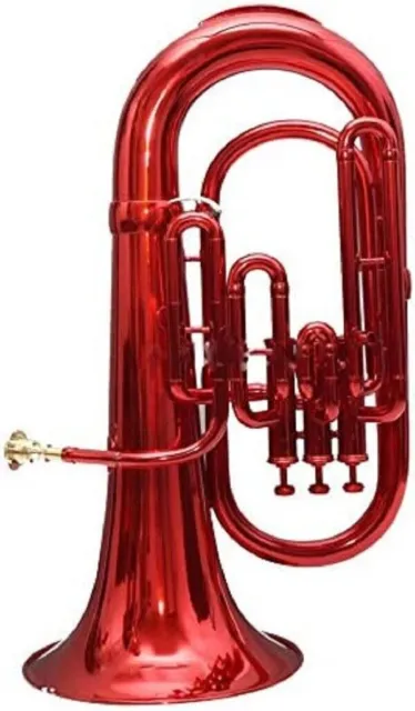 Euphonium 3 Valve Bb Pitch Mouthpiece & Carry Case Musical Instrument (Red)
