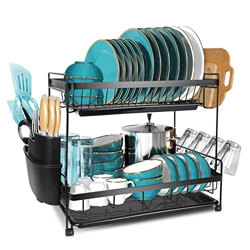 Égouttoir à Vaisselle Extensible En Inox Et Plastique Blanc - Pliable, Avec Porte-ustensiles - 47 Cm étiré