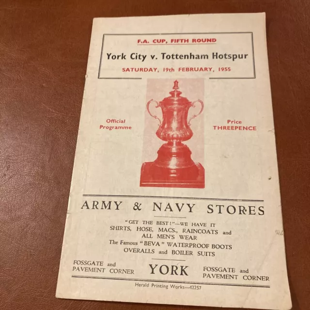 York City v TOTTENHAM  1954/1955 York's famous Cup run to Semi Final (round 5)