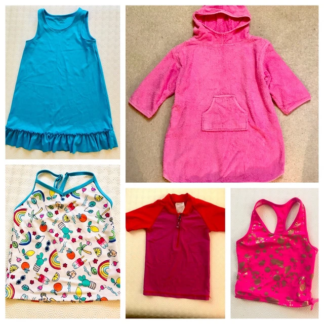 Pacchetto vacanze estive per ragazze 5-6 anni, abito da spiaggia, gilet rash top.