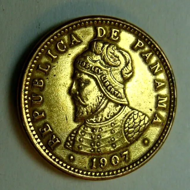 Panama 1907 Gold Plated Medio Centesimo Double Die, Free Shipping Usa