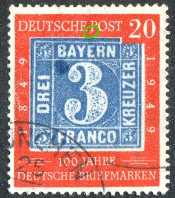 Bund Nr. 114 II Plattenfehler gestempelt München + blauer Fleck an 3 BRD used