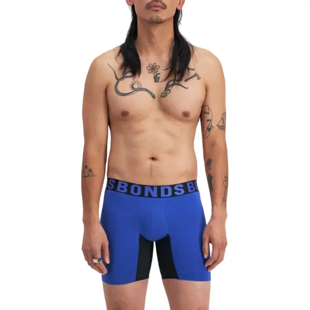 6 x Bonds Mens Chafe Off Trunk Underwear Undies Blue And Black