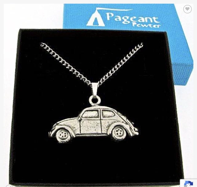 VW Beetle Silver Pewter Pendant On A Chain