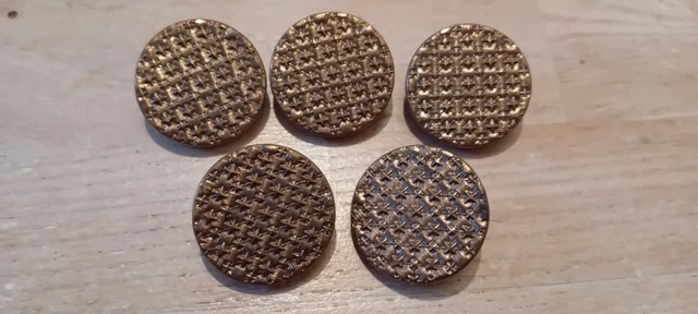 Lot De 10 Boutons Anciens En Métal Doré 22 Mm - Occasion (neufs Sur Photo), France