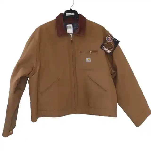 NWT Vintage Carhartt J01 Brown Duck Detroit Blanket Lined Jacket Size 54