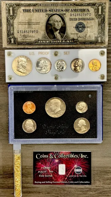 Coin Collection With Silver Gold  Silver Certif. Proof Sets #1983