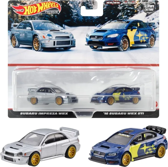 Paquete de 2 Hot Wheels Premium SUBARU IMPREZA WRX + ́16 WRX STI