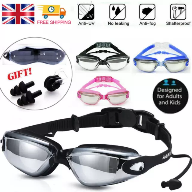 Anti Fog Swimming Goggles UV Glasses Adjustable Earbuds for Men Women Adult Kids