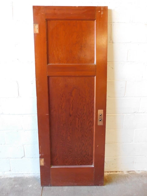 1900's Antique Wooden INTERIOR DOOR Two Panel CRAFTSMAN/MISSION Style Fir ORNATE