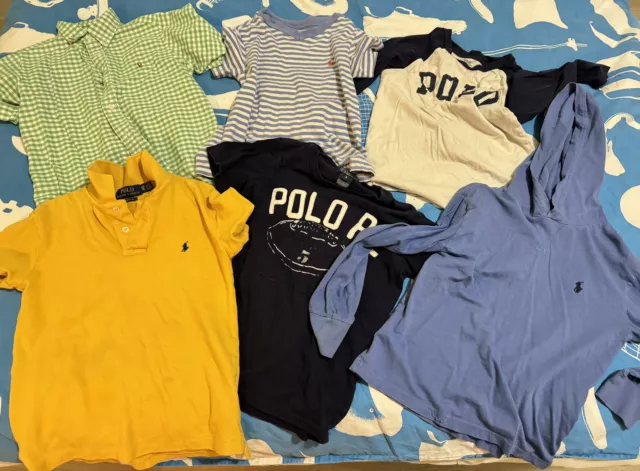 Lot Of 6 Boys Polo Ralph Lauren Short Long Sleeve Shirts Size 5 6 8