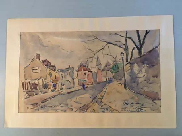 Très Beau Dessin Peinture Papier Aquarelle Rue Montmartre De L’abreuvoir 1937 2