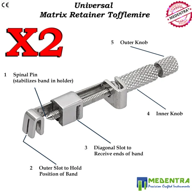 Universal Matrix Band Holder Tofflemire Retainers Dental Stainless Steel 2PCS CE