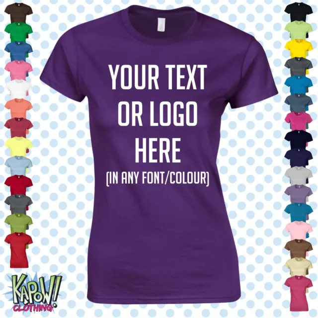 Custom Personalised Womens/Ladies Printed T-SHIRT Hen Party Gift-Your text/logo7