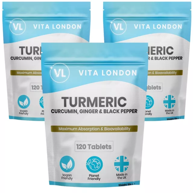 Turmeric Tablets 4000mg + Ginger + Black Pepper - Vegan Tablets - 95% Curcumin