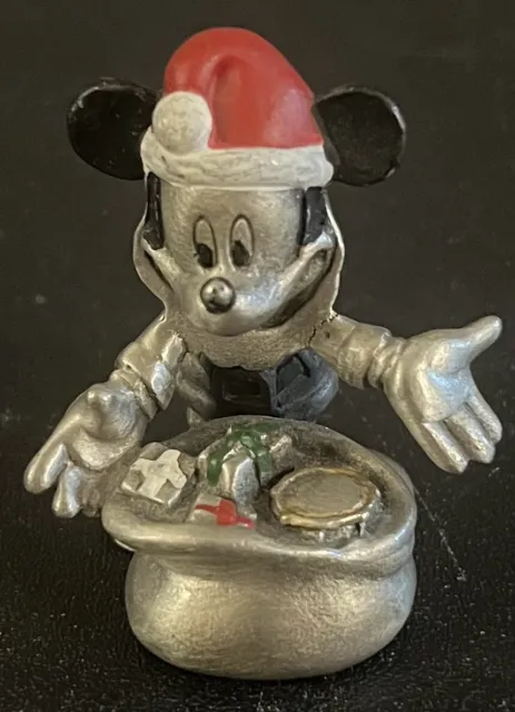 Vintage Hudson Pewter Disney Mickey Mouse Christmas Santa Figure Statue