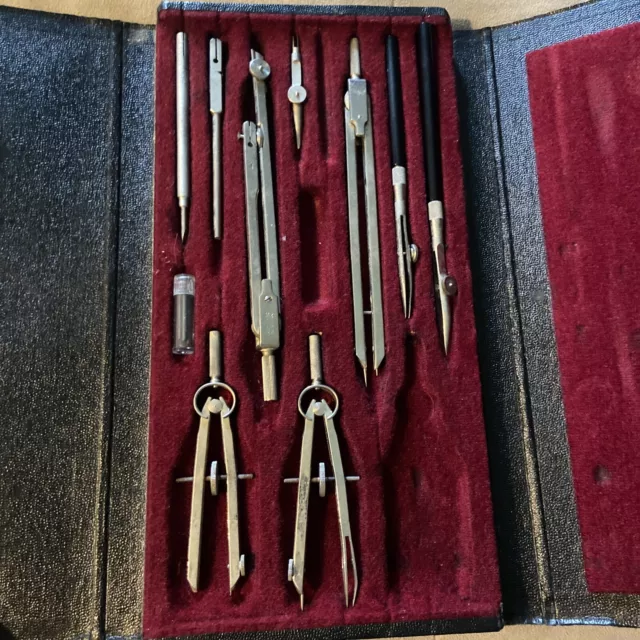 Vintage 10 Piece West Germany Drafting Tool Kit No. 53C 7822