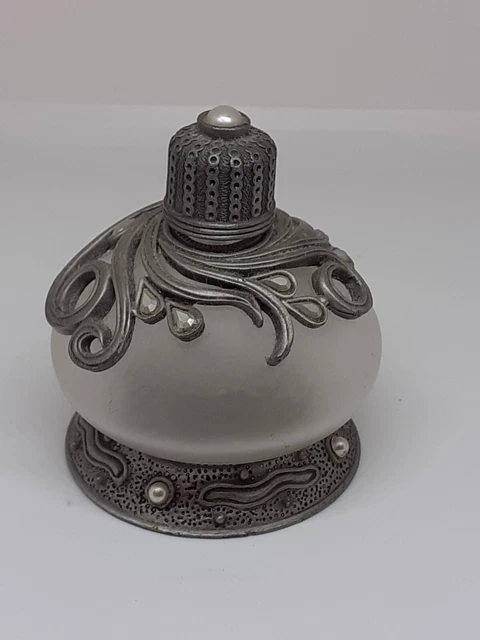 Perfume Bottle Glass Metal Enamel Decorative Vintage Style Frosted Glass