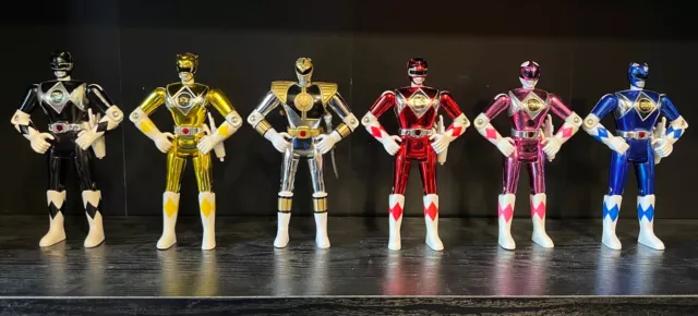 1995 Power Rangers Set di 6 Rangers Metallico/Cromato 5,5"