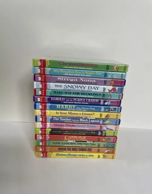 Scholastic Video Collection DVD Set Lot of 15 DVDs Curious George Snowy Day Etc