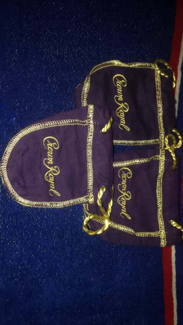 Crown Royal Set Of Three Purple Deluxe Mini Bags 50 ml Whiskey - Gifts Coins Etc