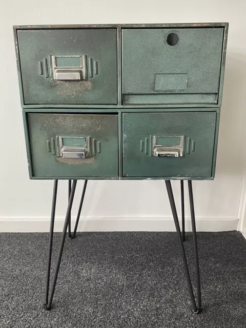 Vintage Index Filing cabinet On Hairpin Legs