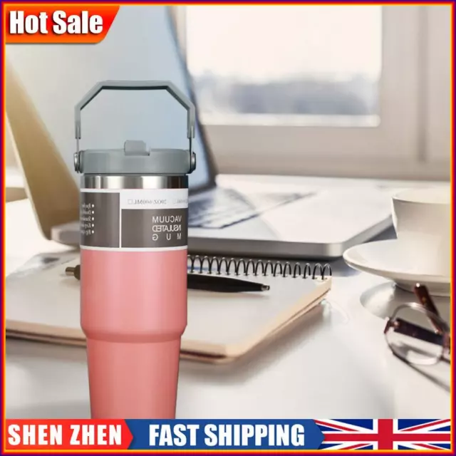 900ML Thermal Flask Leakproof with Handle Insulated Cup for Home Car (Pink)