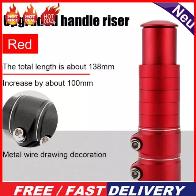 Aluminum Bike Front Stem Riser Handlebar Extension Adaptor (Red 138mm)