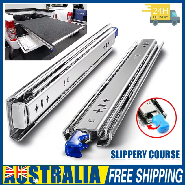 2X 125KG Locking Drawer Slides Heavy Duty Runners Trailer 500-2000mm Draw Slide