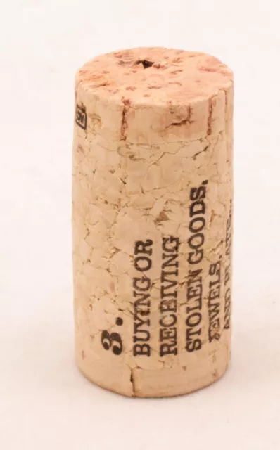 19 Crimes Wine Cork # No. 3 Buying or receiving stolen goods, jewels, and plate