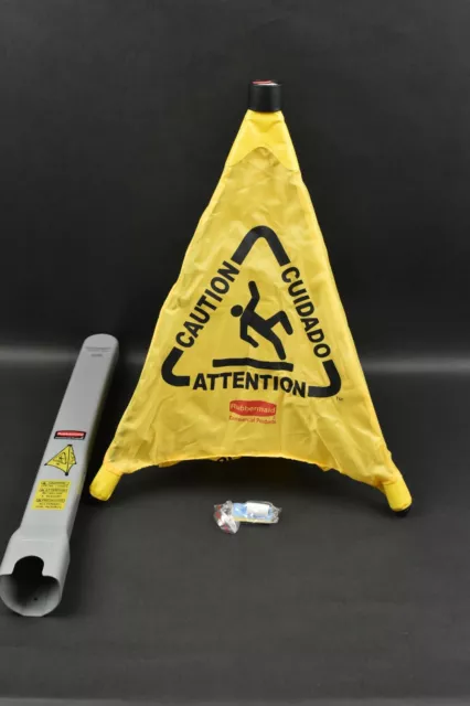 Rubbermaid 20 In. Yellow Multi-Lingual Caution Wet Floor Pop-Up Safety Cone