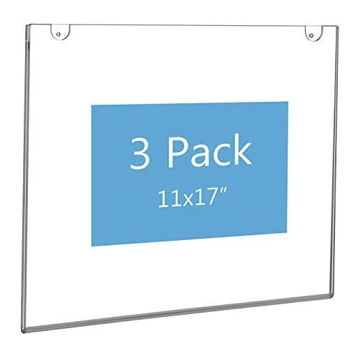 NIUBEE Acrylic Sign Holder 11x17 HorizontalClear Poster Picture Frames for Pa