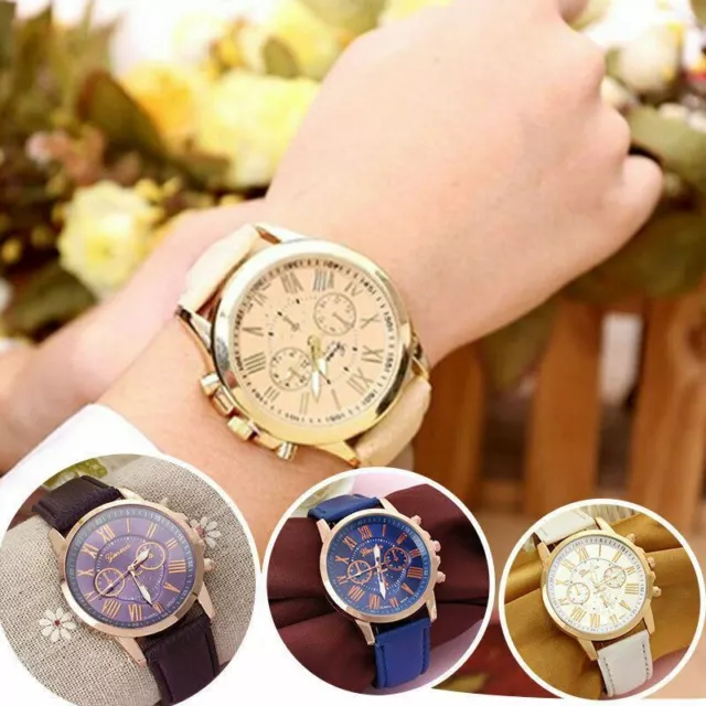 Women Girl Watch Geneva Smart Leather Fashion Wrist Watch Analogue Quartz Gift 3