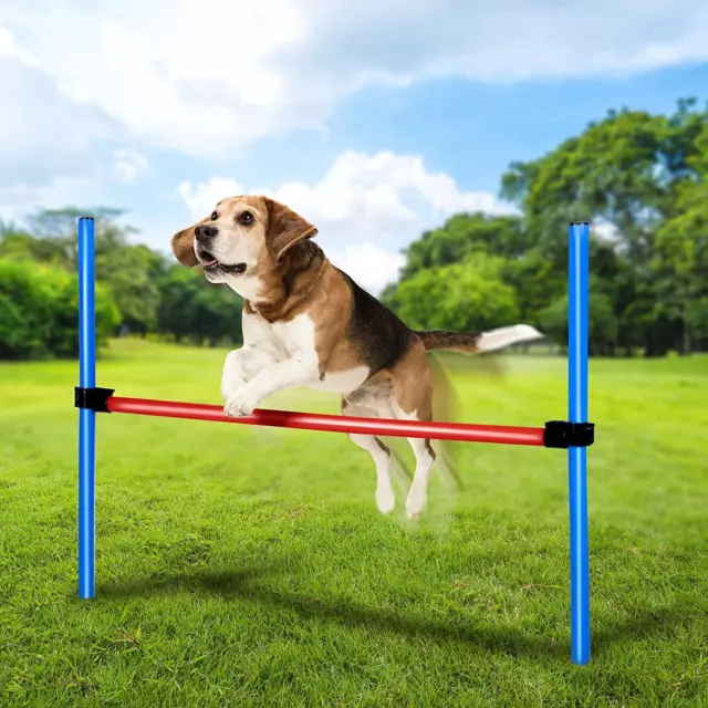 Juego de postes de obstáculos de salto para perro juguete de entrenamiento equipo de ejercicio tubos obediencia