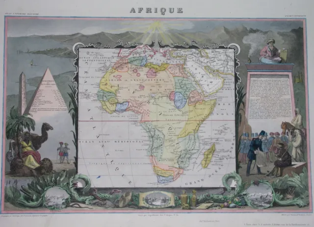 1856 Original Map South Africa Egypt Kenya Tanzania Uganda Congo Ghana Nigeria
