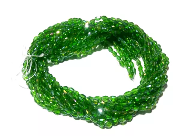 5 Strand Mystic Chrome Green Quartz Barrel Faceted 4x6mm Hydro Beads 13"inch