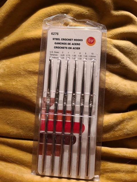 Vintage Steel Boye Crochet Hooks new in package.