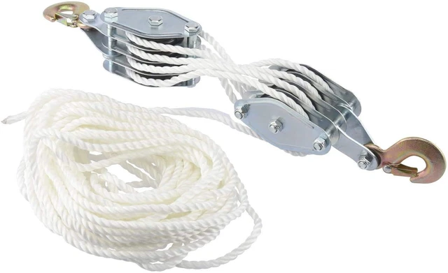 Novinex 2 Ton Rope Hoist Pulley Wheel Block and Tackle, 4000LB 65 Feet of 3/8...