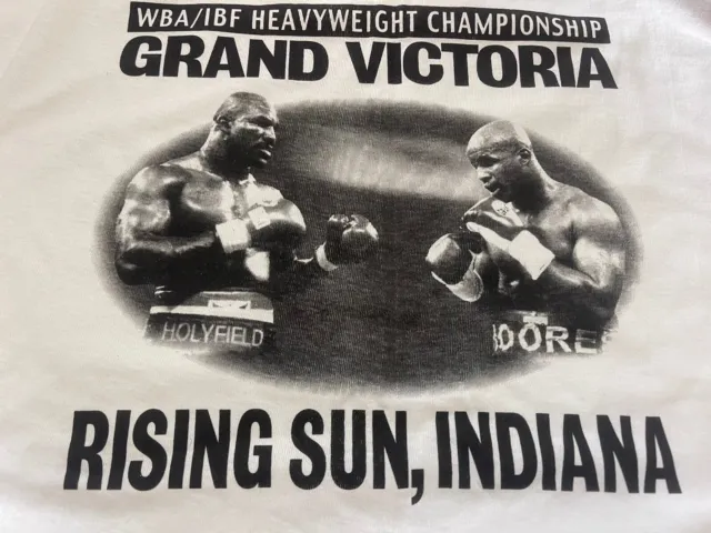 Vintage boxing t shirt XL Holyfield Vs Moorer II 1997 Rising Sun Indiana Grand V