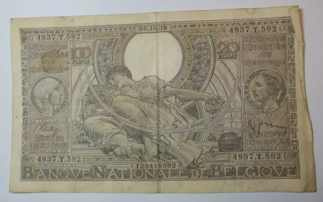 Billet de Belgique 100 Francs ou 20 Belgas 06-10-1938 (FR1) P2517/56