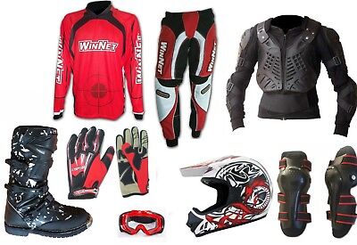 abbigliamento completo kit tuta per moto da cross fuoristrada adulto o bambino