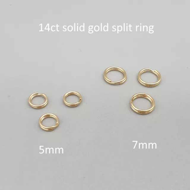 14Ct Yellow Gold Split Ring 5mm 7mm 14K Solid Gold Charm Safety Attach Link 1pc