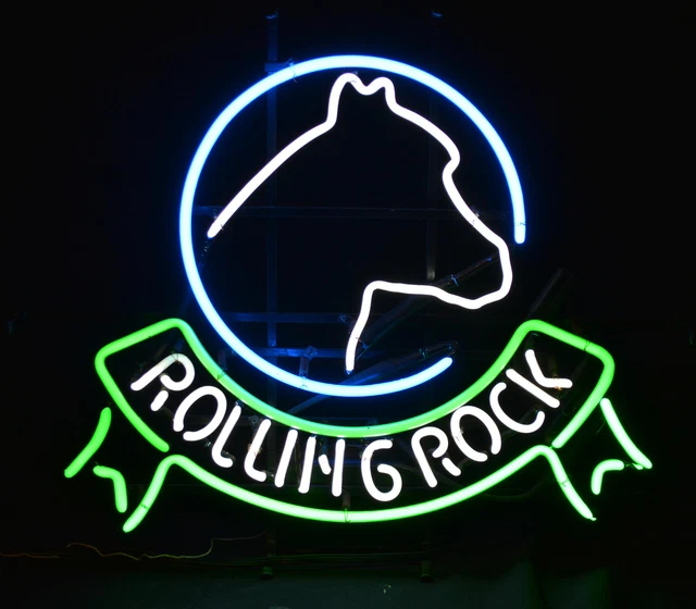 Vintage Rolling Rock Neon Sign 24" X 21"