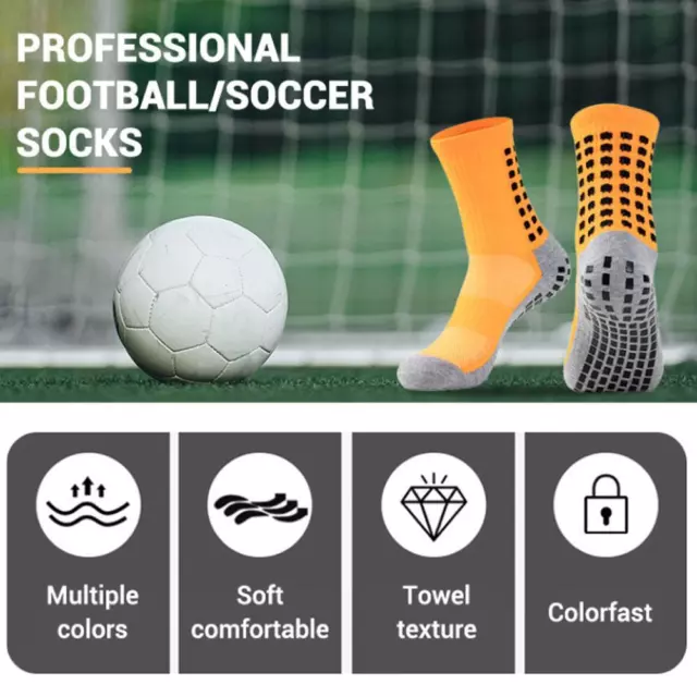 Men's Anti Slip Football Socks Athletic Long Socks Sports Absorbent Grip Q3Q4